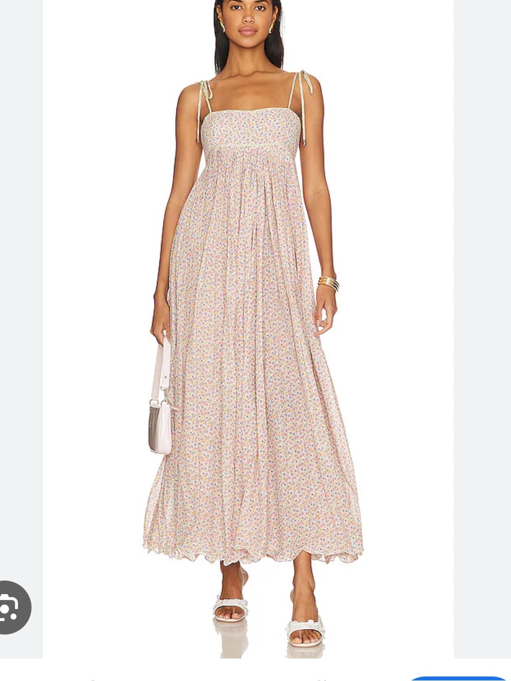 Free People x Revolve Emmaline Ivory Floral Maxi Dress with Tie Straps